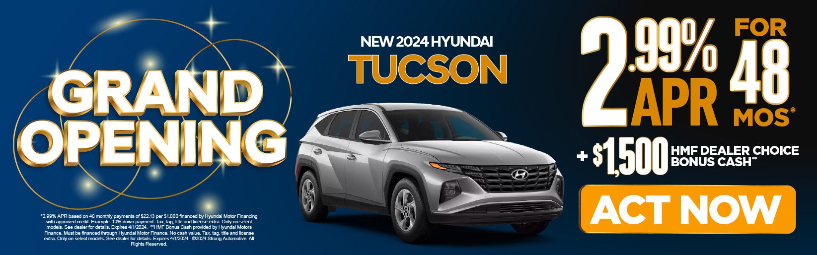 New 2024 Hyundai Tucson 2.99% APR for 48 Mos*
